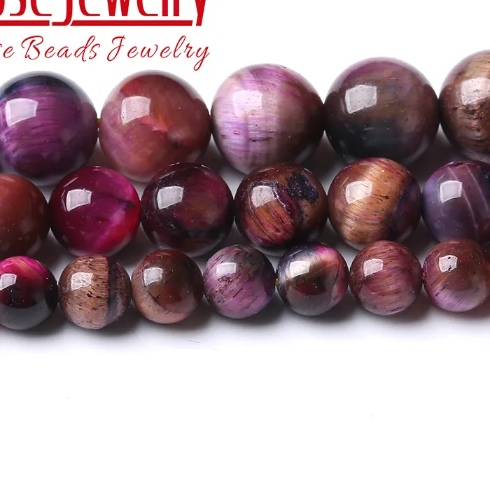 Authentic Natural Pink Dream Starry Tiger Eye Stone Beads Round Loose Beads For Jewelry Making DIY Bracelet Accessories 6 8 10 12 14mm 15"