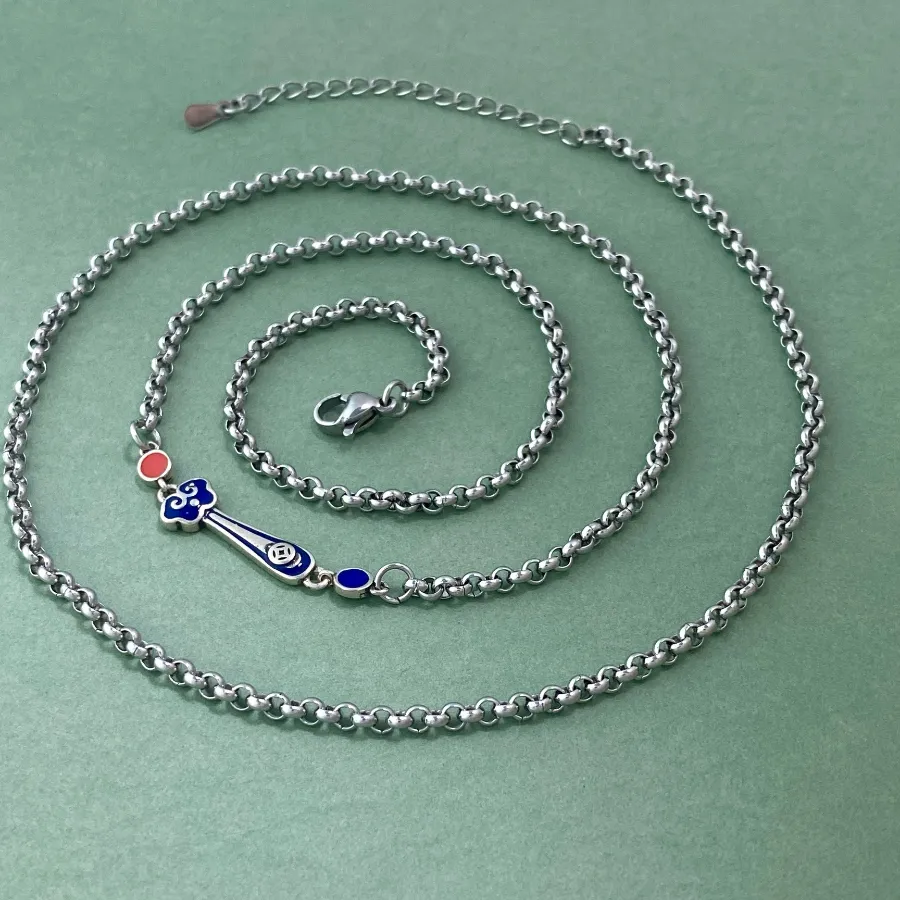Authentic The Azure Flame Auspicious Handle Talismanic Sweater Chain