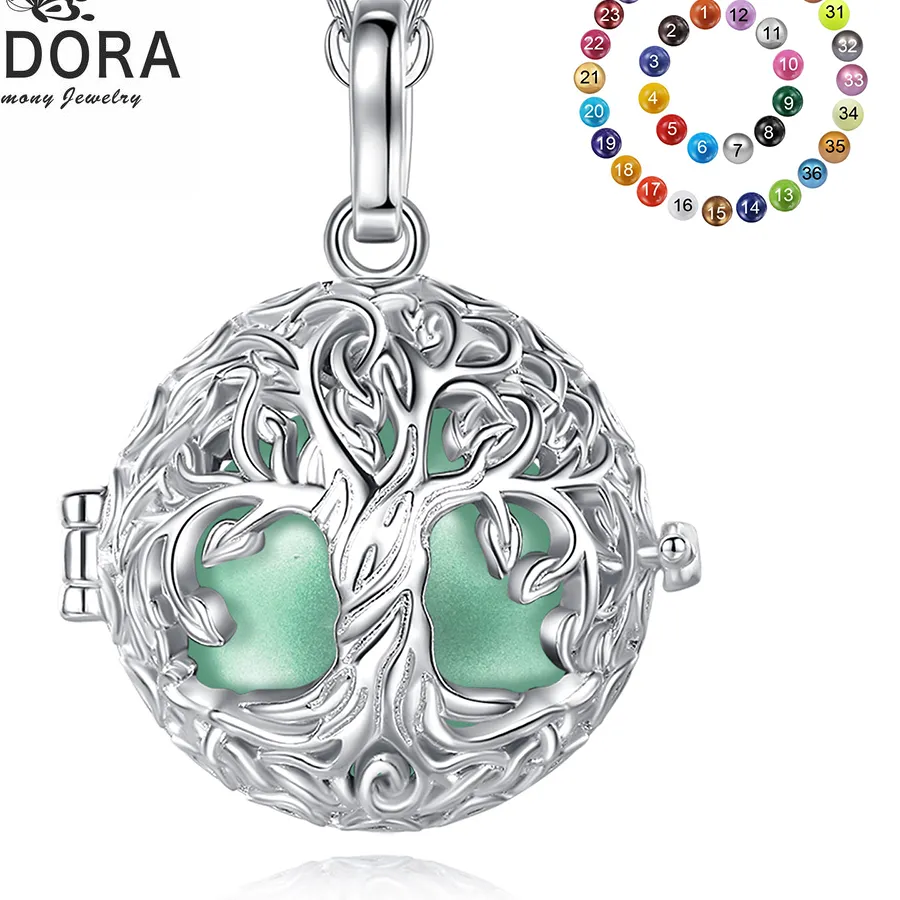 Authentic Eudora 18mm Harmony Ball Tree of Life Cage Pendant Pregnancy Bola Angel Caller Baby Chime Ball Necklace Jewelry for Women Gift