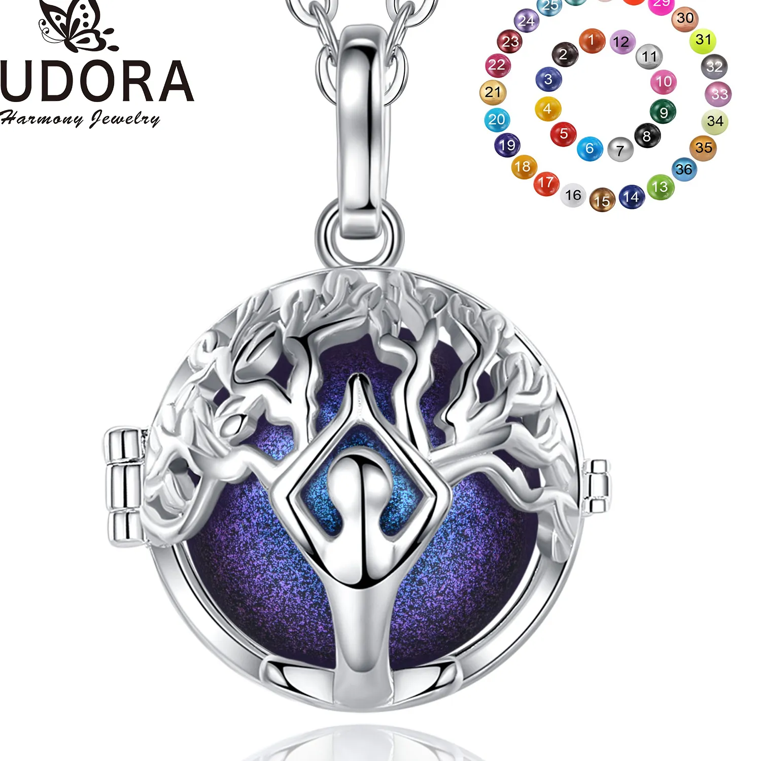 Authentic Eudora 18mm Pregnancy Bola Tree of Life Pendant Yoga Harmony Ball Angel Caller Baby Wishing Chime Ball Necklace Women Jewelry