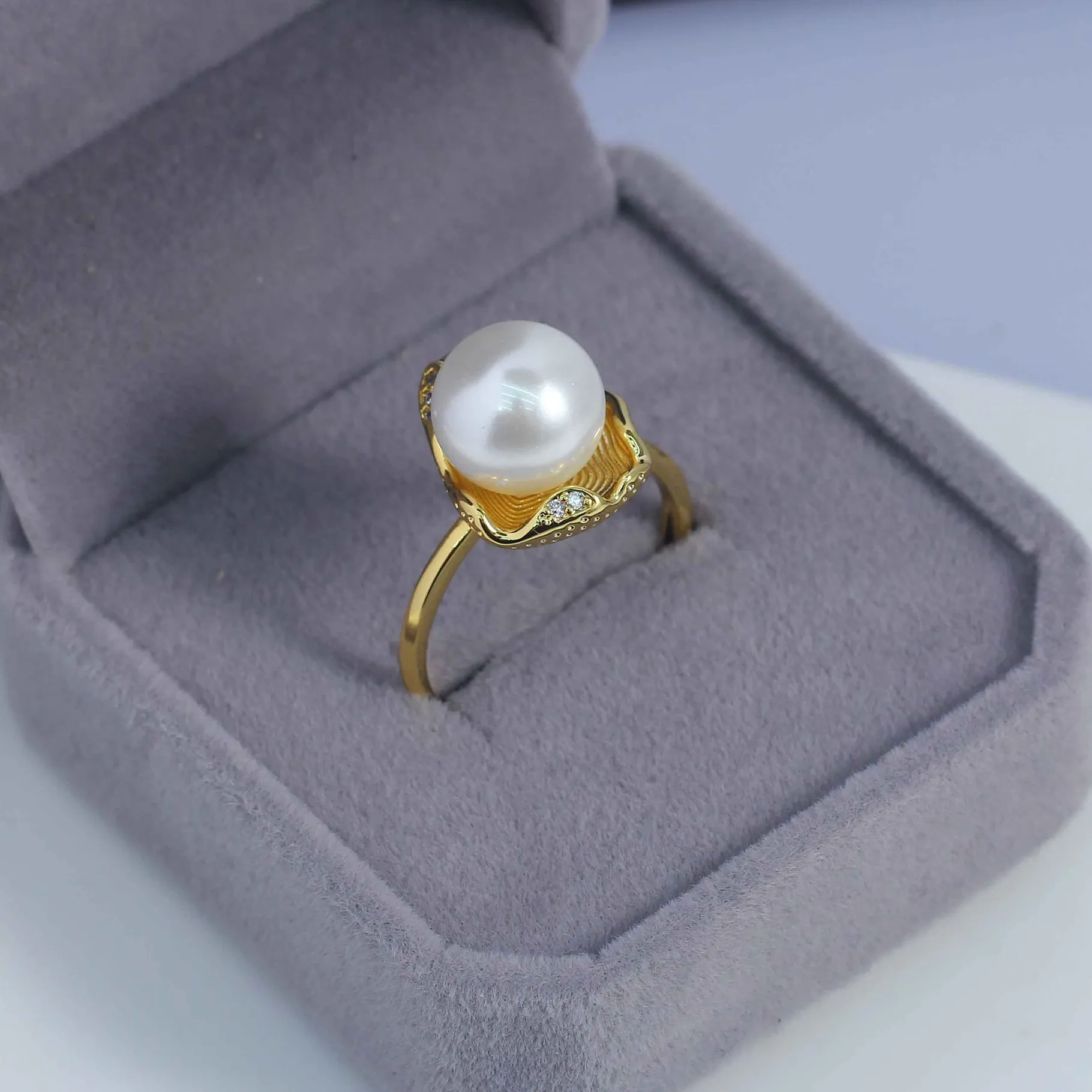 Authentic The Ocean Oracle Adjustable Gold- Plated Shell Ring Setting