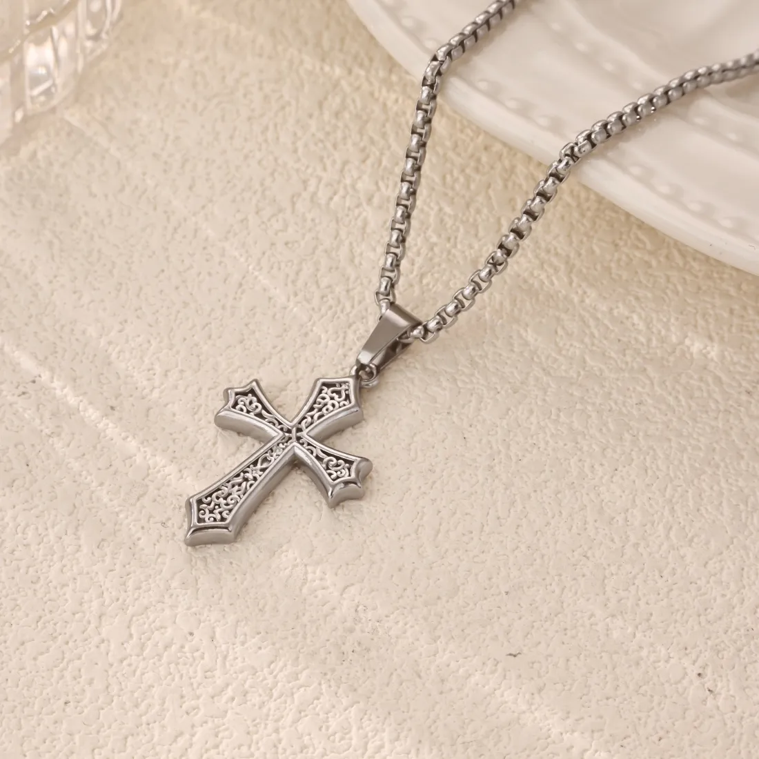 Authentic Geometric Cross Necklaces Silver Color Cross Necklace Choker Rapper Hip Hop Jewelry Muslim