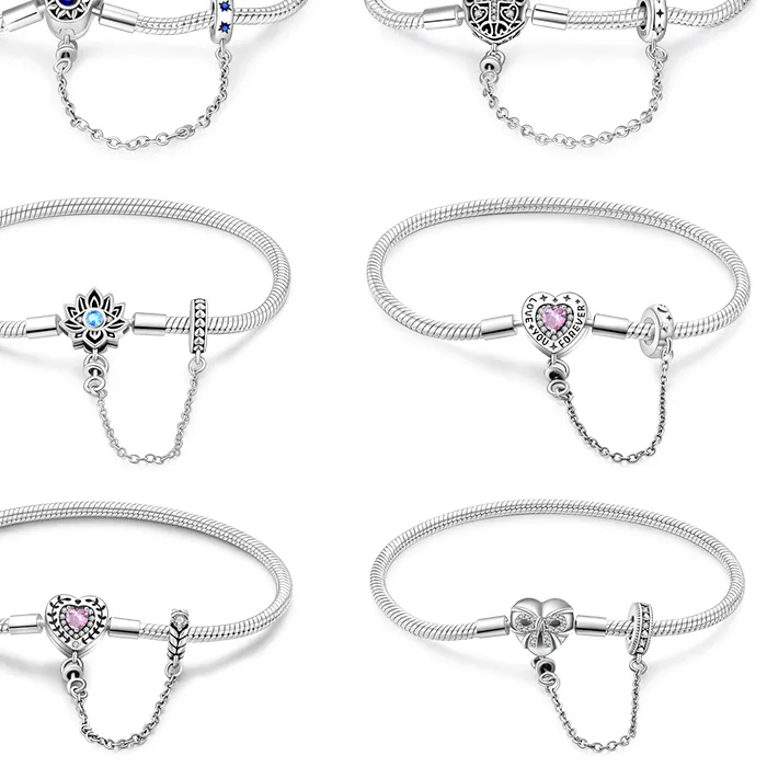 Authentic 925 Sterling Silver 17 20Cm Love Bow Lotus Protects Olive Leaves Bracelet Exquisite Anniversary Jewelry