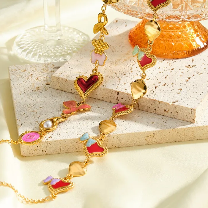 Authentic Loe | Fashion Love Heart Pendant Bracelet Woman Stainless Steel  Versatile Accessories Non-fading 18k Gold Plated New