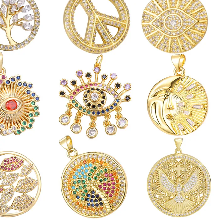 Authentic Juya 18K Gold Plated Decorations Bird Bear Love Heart Cross Moon Star Greek Evil Eye Charms For DIY Women Fashion Jewelry Making