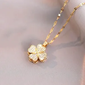 Authentic The Celestial Clover: 18K Gold-Plated Rotatable Zirconia Talisman