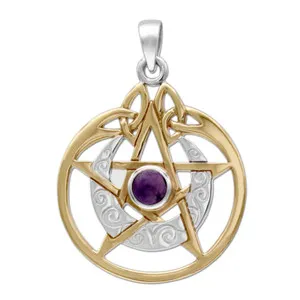 Authentic Celestial Guardian Crescent Moon Pentacle Amethyst Talisman