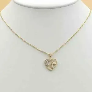 Authentic 1Ct Round Cut Lab Created Diamond Heart Moon Sun Pendant 14K Yellow Gold Plated