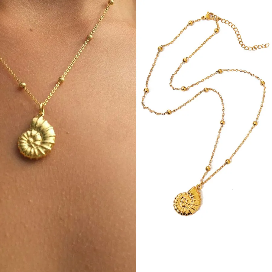 Authentic Boho Shell Conch Pendant Necklace Nautilus Pendant Necklace Girls Ocean Beach Jewelry