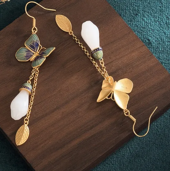 Authentic Whispers Of The Meadow Gold- Plated Jade Earrings