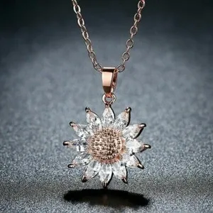 Authentic 1.00Ct Round Cut Simulated Diamond Heart Half Moon Pendant 14k Rose Gold Plated