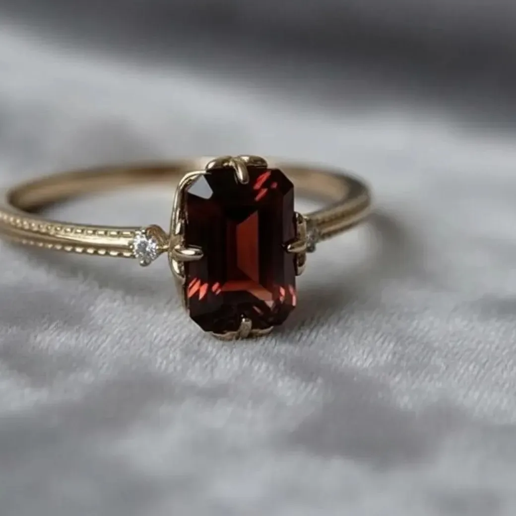 Authentic Garnet Guardian 14K Gold- Plated Ring Of Vitality