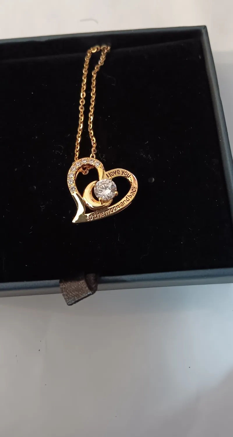 Authentic Celestial Devotion Crescent Moon and Heart Gold-Plated Talisman