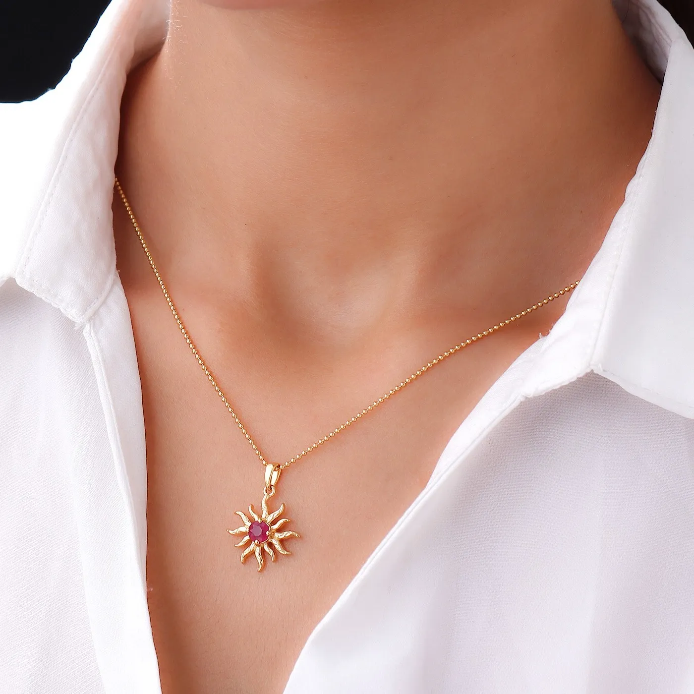 Authentic Radiant Solar Ruby Amulet Of Vital Light In 18K Gold And Sterling Silver