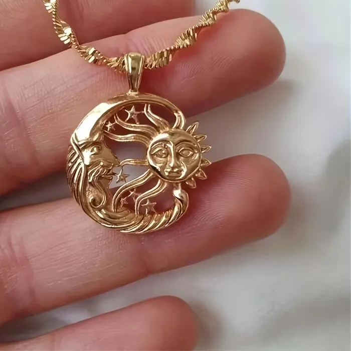 The Celestial Harmony Sun And Crescent Moon Gold- Plated Talisman