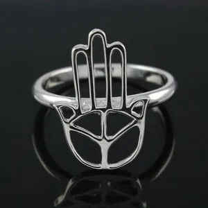 Authentic The Guardian Palm 14K White Gold- Plated Sterling Silver Hamsa Ring