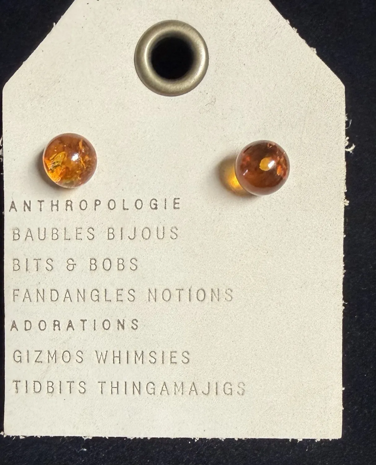 Authentic Gleaming Solar Spheres 14K Gold- Plated Amber Post Earrings