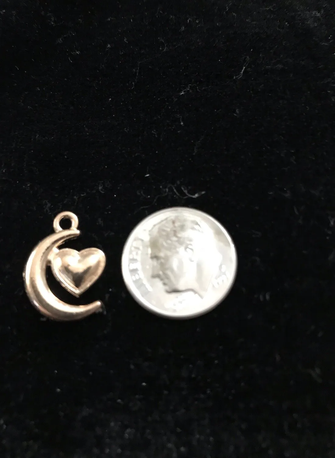 Authentic Moon and Heart Coppery Gold-plated Bangle charm pendant Bg2
