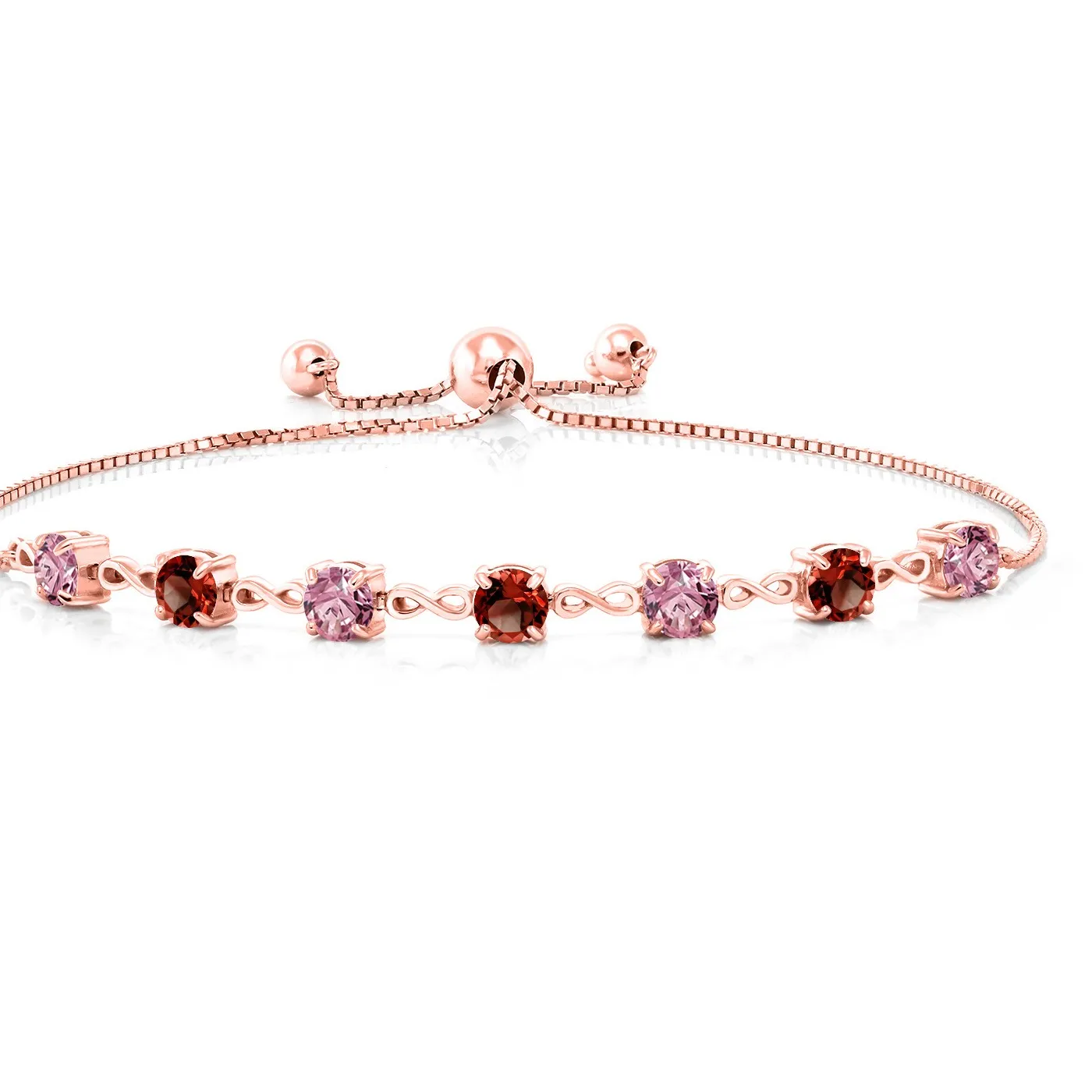 The Crimson Veil Rose Gold Vermeil Bracelet With Pink Lab- Grown Diamond And Red Garnet