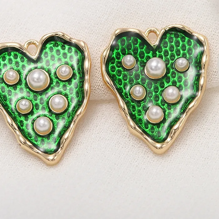Authentic Flower / Star / Heart Shape Earring Charms Pendants,Gold Plated Inlaid Pearl Beads Blue Enamel Charms DIY Jewelry Making Crafts