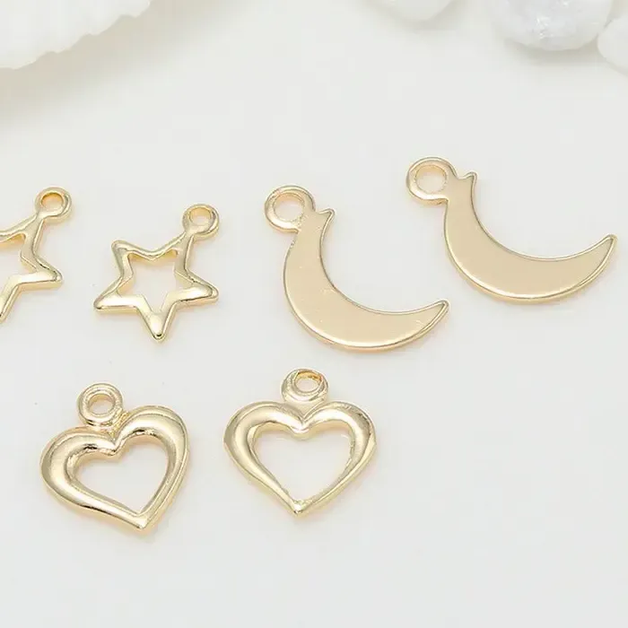 Authentic Celestial Harmony: 14K Gold-Toned Star Heart Moon Pendant