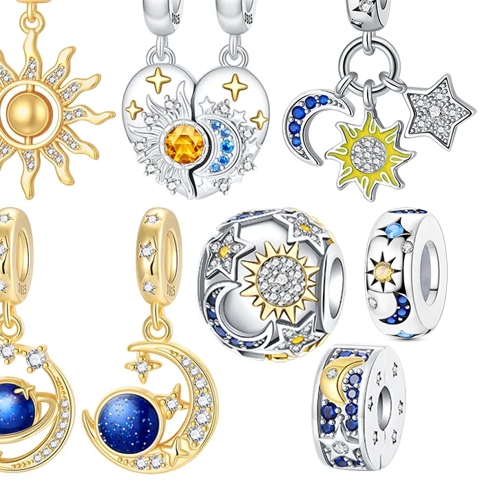 Authentic Embracing Cosmic Harmony: Sun-Kissed Split Heart Charm