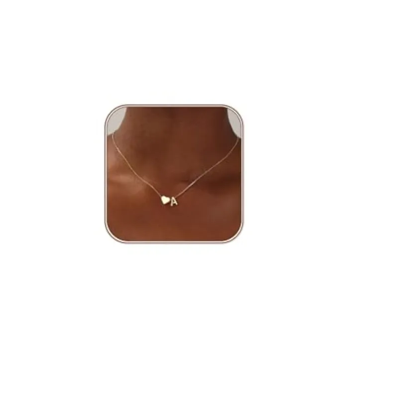 Authentic Heart Initial Necklace for Women Teen Girls - 18K Gold Plated Letter A-Z Pendant Necklace Dainty Heart Necklaces Tiny Initial N