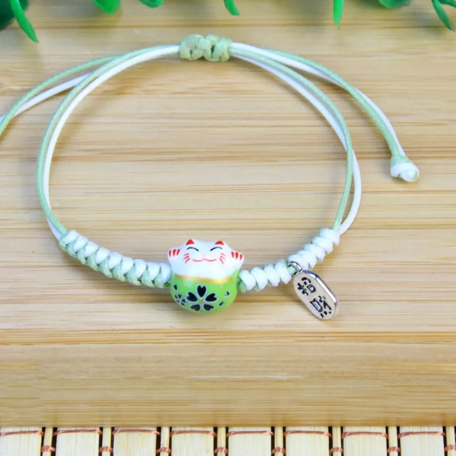 Authentic The Whispering Fortune Handcrafted Maneki Neko Talismanic Cord