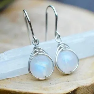 Authentic Lunar Essence 18K Gold Plated Moonstone Drop Earrings For Fertility