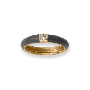Authentic The Veil Of Twilight Enamled Gold- Plated Ring
