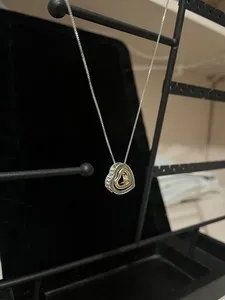 Authentic The Dual Heart Talisman 18K Gold Plated Necklace With Sparkling Silver & Gold Amulet