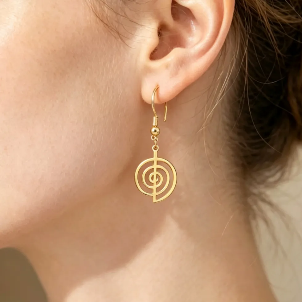 Authentic Whispers Of The Sacred Circuit Cho Ku Rei Golden Drop Earrings
