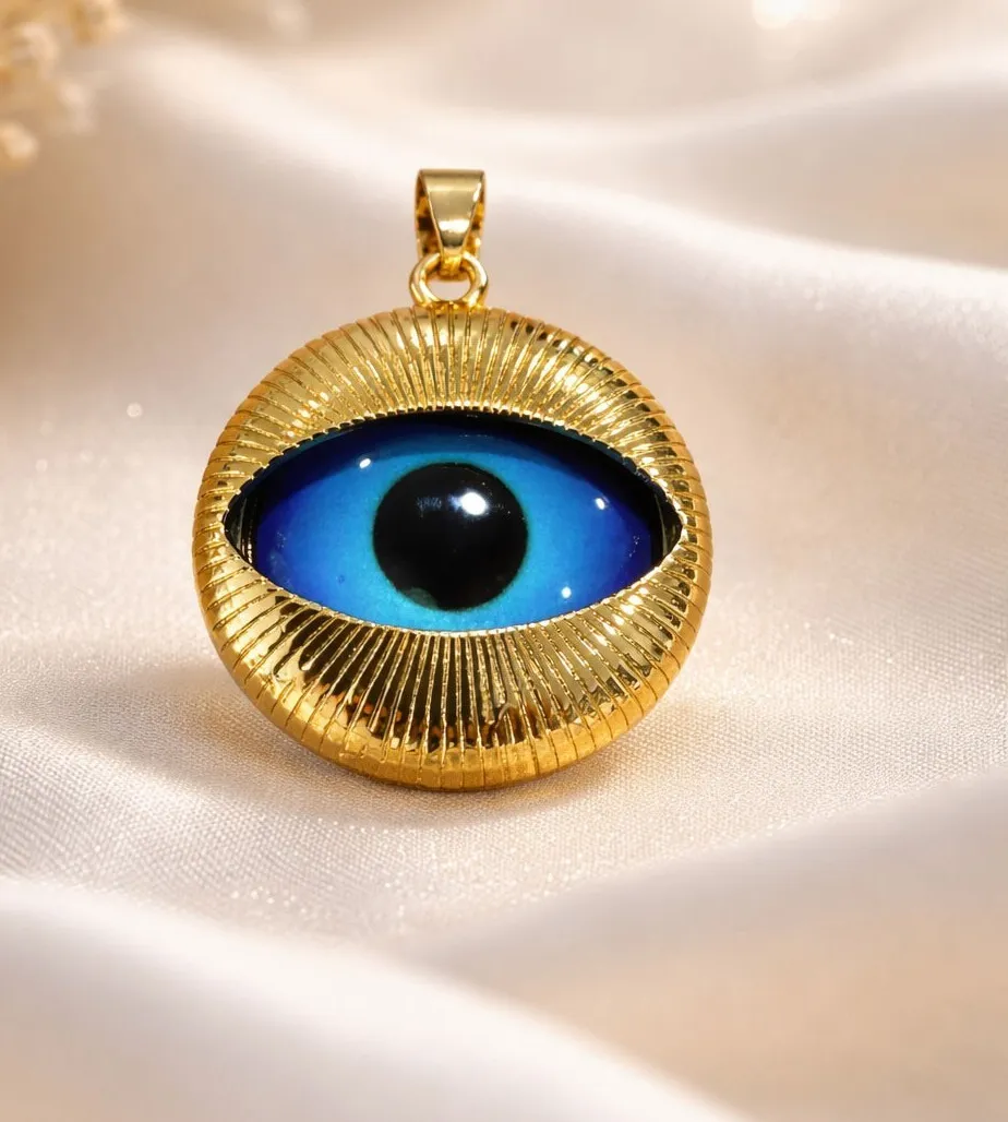 Authentic Radiant Amulet Of The All- Seeing Eye In 18K Gold Plating
