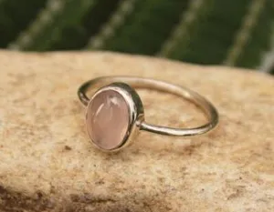 Authentic Rose Quartz Natural Gemstone Handmade 925 Sterling Silver Ring Perfect Gift Ring