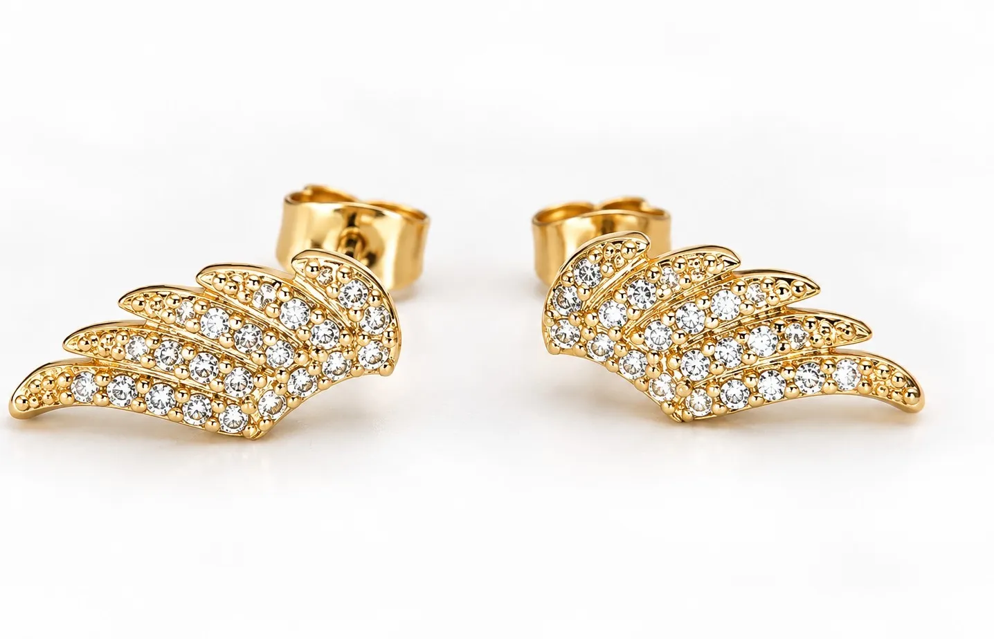 Authentic Golden Pinions Of Dawn- 18K Gold Plated Wing Stud Earrings