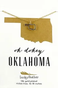 Authentic The Sooner Horizon- 14K Gold Plated Oklahoma State Feather Talisman