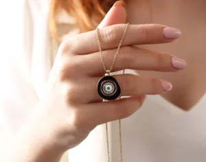 Authentic The Obsidian Gaze 14K Gold- Plated Minimalist Evil Eye Talisman