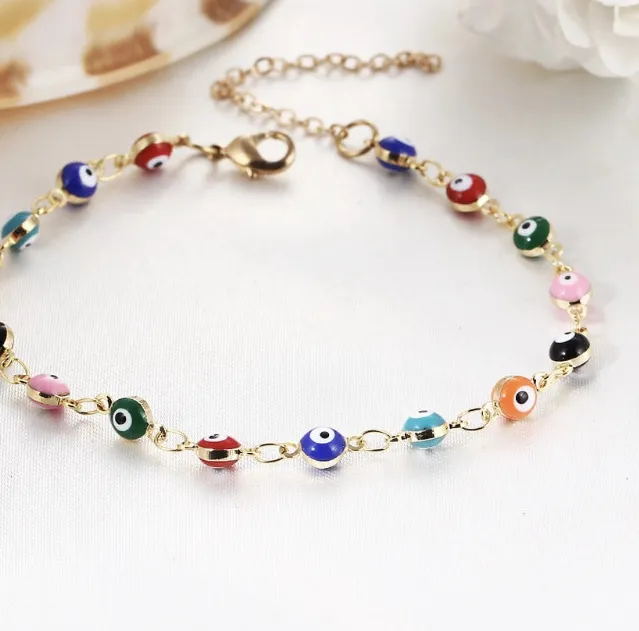 The Gilded Sentinel Golden Evil Eye Sacred Anklet