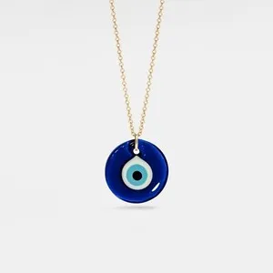 Authentic Blue Veil Of Protection Turkish Nazar Evil Eye Talisman In Hand- Forged Gold- Plated Sterling