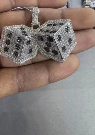 Authentic The Celestial Gamble Two- Ct Moissanite Dice Talisman In White Gold Finish