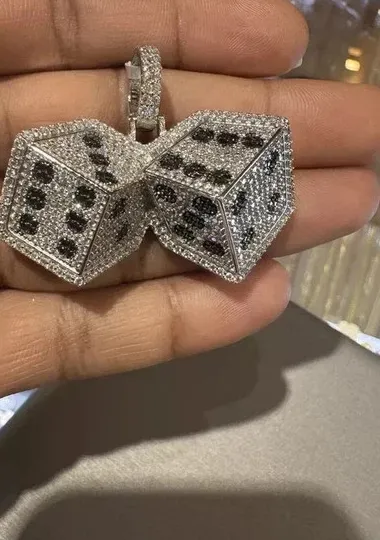 Authentic The Alchemist's Dice Moissanite Talisman In White Gold- Plated Silver