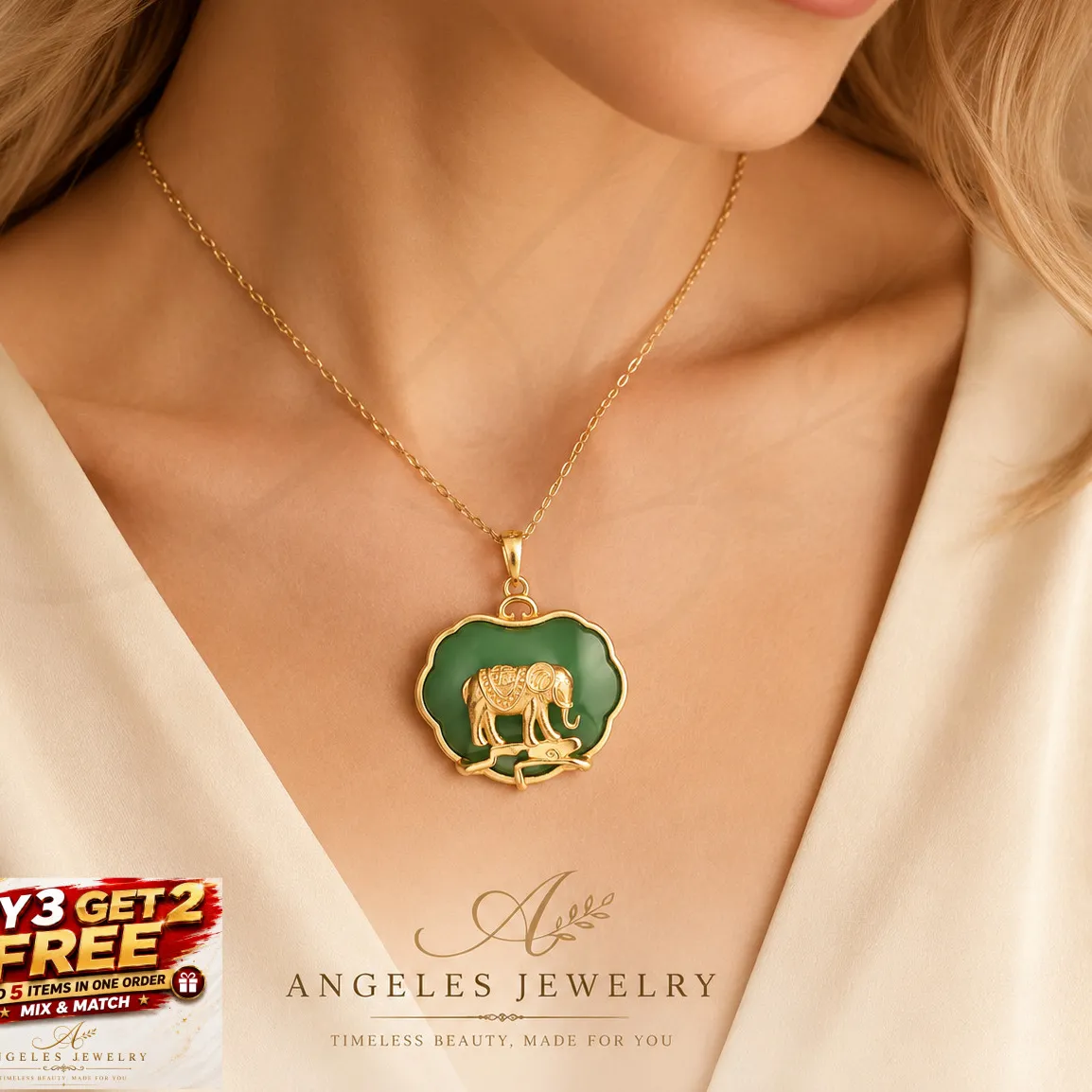 Authentic The Golden Ivory Path Jade Elephant Talisman