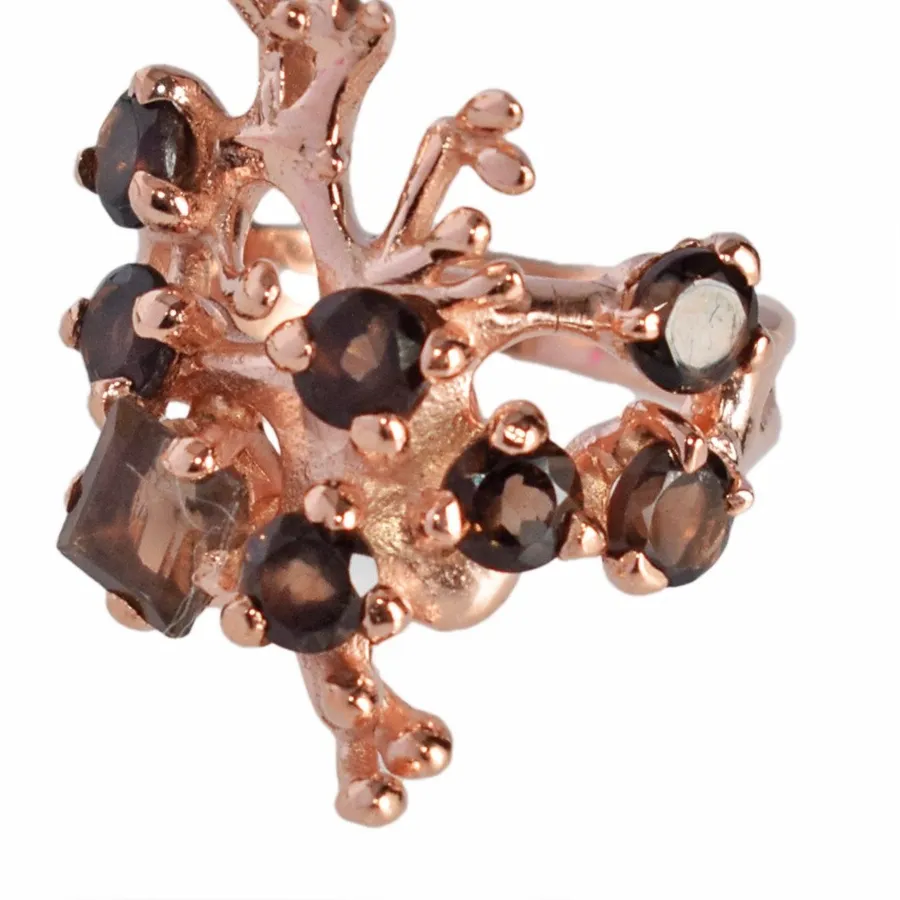Authentic Talisman of the Deep Depths Smoky Quartz and Rose Gold Marine Life Amulet