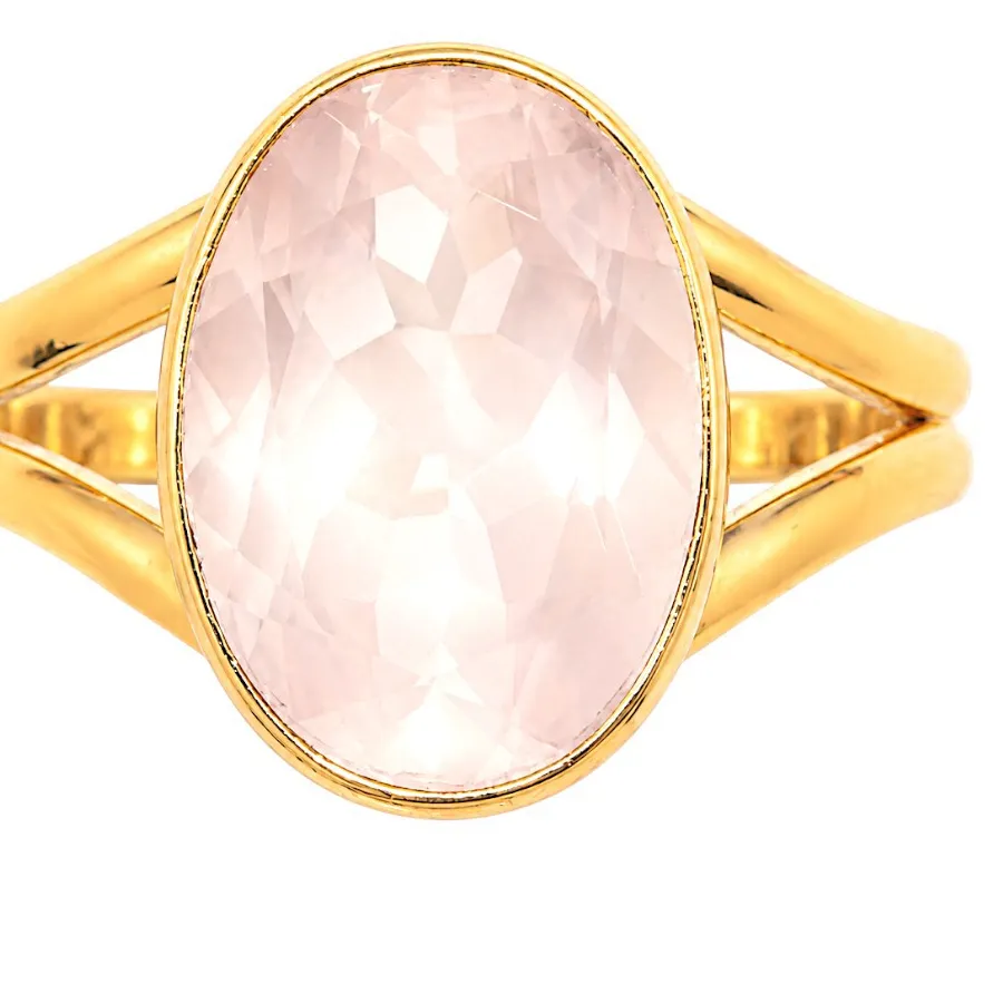 Sacred Rose Quartz Embrace Gold- Plated Ring