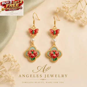 Authentic Celestial Jade Butterfly Boho Gold Plated Drop Earrings