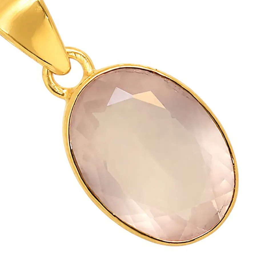 Authentic Rose Quartz Gold Plated Pendant Fall Tp01005