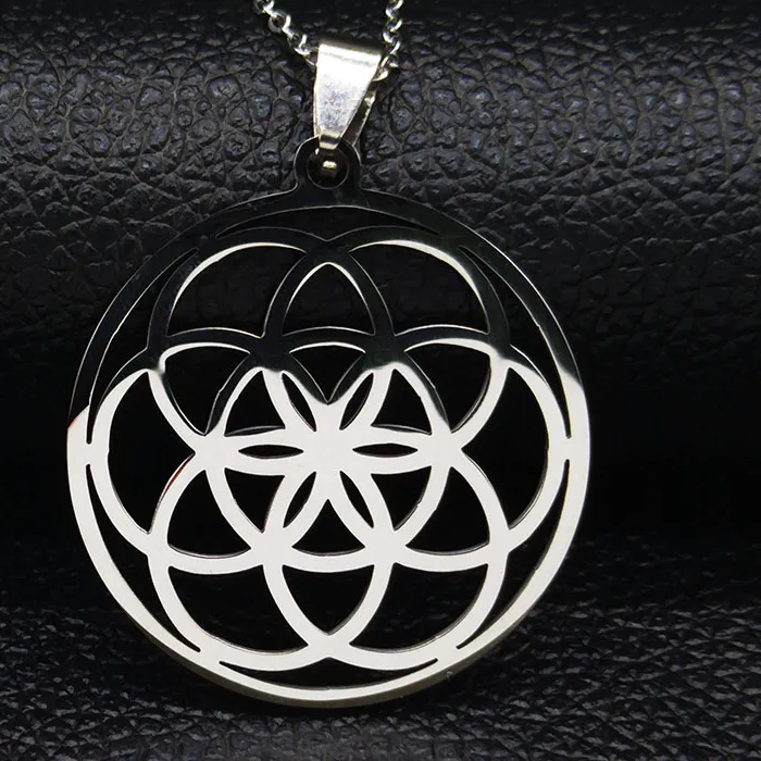 Authentic Yoga Flower Of Life Mandala Necklace Sacred Geometry Seed Of Life Talisman Necklace Jewelry Joyas