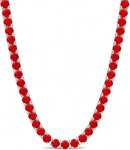 Authentic Crimson Horizon Sacred Geometry Tennis Necklace In Radiant Gold