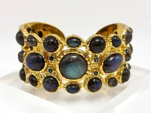 Authentic Celestial Aura Labradorite And London Blue Topaz Artisan Cuff