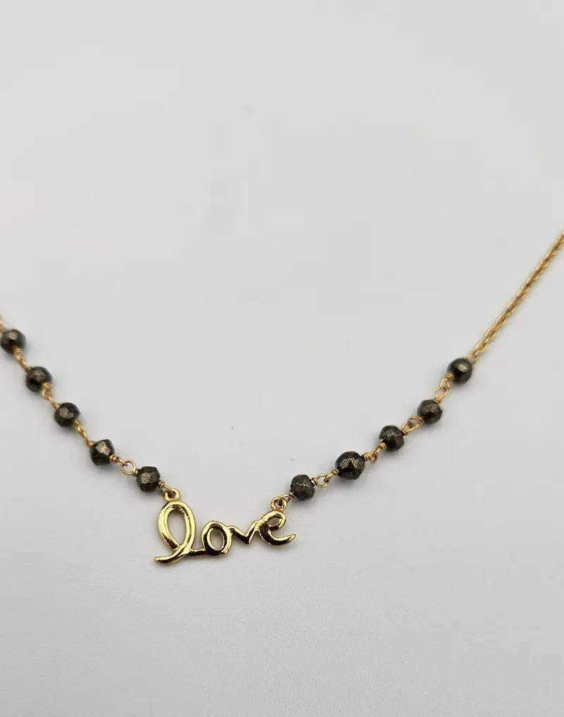 Authentic The Golden Resonance Frontal Necklace In 18Kt Gold Plated Sterling Silver And Pyrite